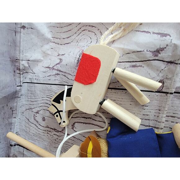 Play Wooden Horse Buggy 3 Wooden Doll People - Picture 8 of 8